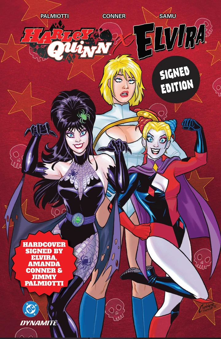 Harley Quinn X Elvira Signed By Elvira [HC] Cover